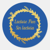 Tweetalig blauw gouden lactosevrij - Sin Lactosa Ronde Sticker (Voorkant)