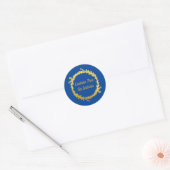 Tweetalig blauw gouden lactosevrij - Sin Lactosa Ronde Sticker (Envelop)