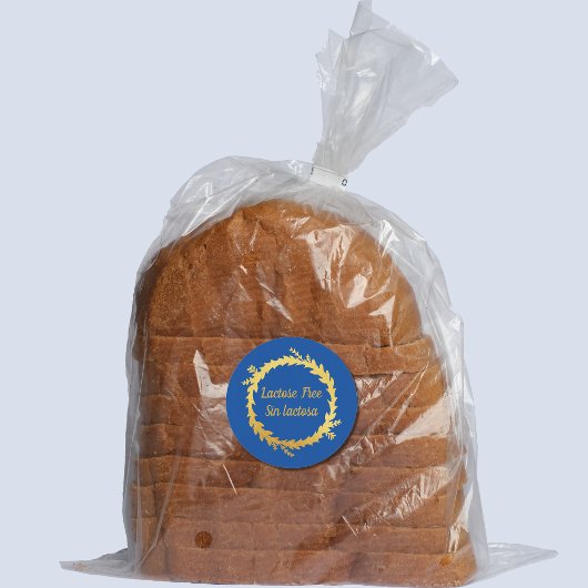 Tweetalig blauw gouden lactosevrij - Sin Lactosa Ronde Sticker