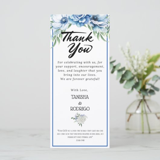 Tweetalig Dankjewel Menu Bruiloft / Eng - Spa (Staand voorkant)