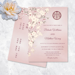 TWEETALIG Dusty Pink Rose Gold Chinese bruiloft Folie Uitnodiging