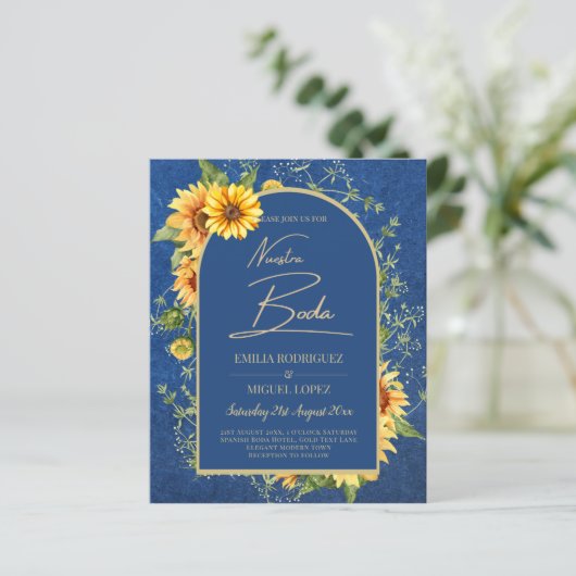 Tweetalig Paperback Blauw Geel Zonnebloemen Bruilo (Staand voorkant)
