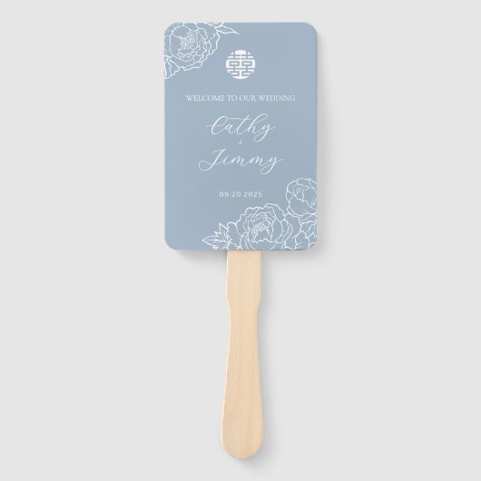 Tweetalig Vietnamees huwelijksprogramma en dank u Handwaaier (Voorkant)