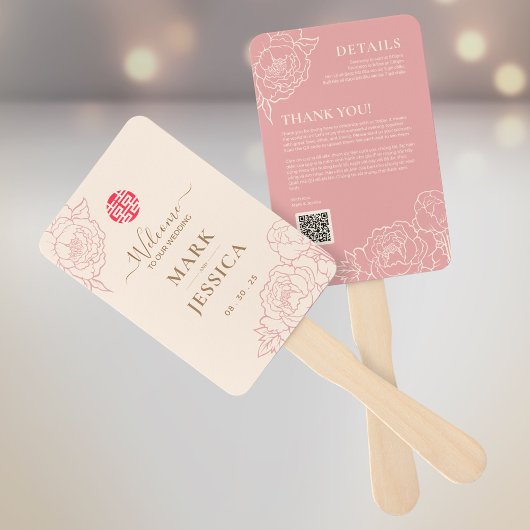 Tweetalig Vietnamees huwelijksprogramma en dank u Handwaaier