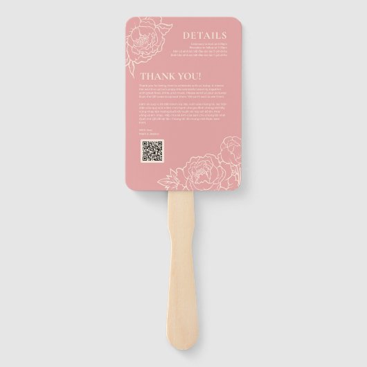 Tweetalig Vietnamees huwelijksprogramma en dank u Handwaaier (Achterkant)