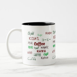 Tweetalig, zeg koffie in alle talen, leraar tweekleurige koffiemok