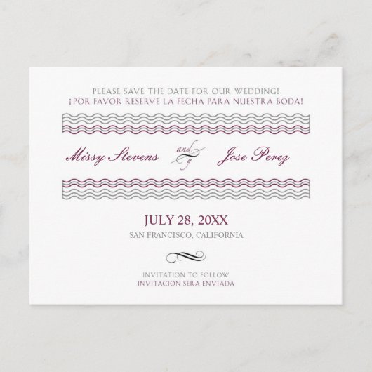 Tweetalige bruiloft Save the Date Briefkaart (Voorkant)