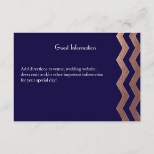 Tweetalige Chic Rose Goud Chevron Trouwkaart voor Informatiekaartje