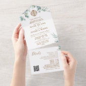 Tweetalige Chinese Eucalyptus Traditioneel All In One Uitnodiging (Afscheurbaar)