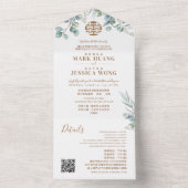 Tweetalige Chinese Eucalyptus Traditioneel All In One Uitnodiging (Binnen)