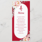 Tweetalige Chinese "Longevity" Peony Verjaardag Menu (Voorkant)