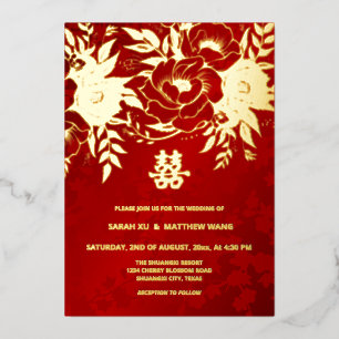 TWEETALIGE Gouden Rozen Chinees Bruiloft Folie Uitnodiging