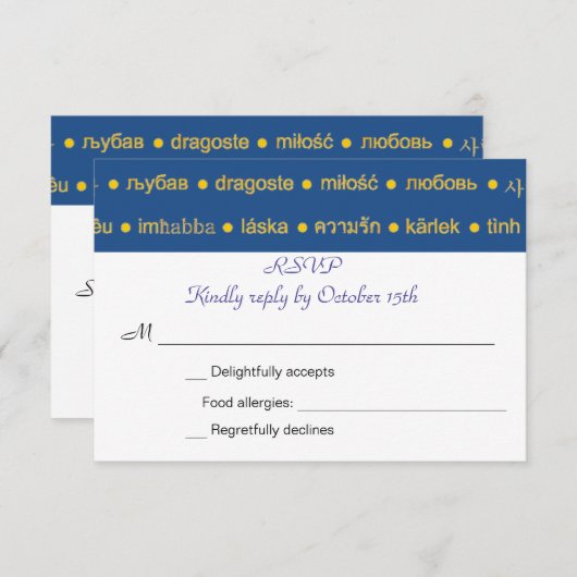 Tweetalige Love Languages Wedding Invitation RSVP (Voorkant / Achterkant)
