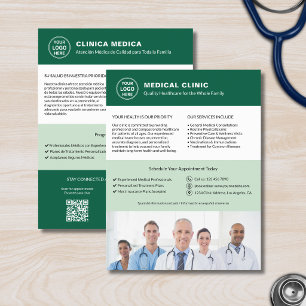 Tweetalige medische kliniek Engels Spaans Groen Flyer