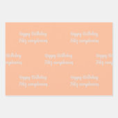 Tweetalige Peach Feliz Cumpleaños - Gelukkige Verj Inpakpapier Vel (Voorkant)