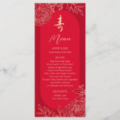 Tweetalige Ranunculus Chinese "Longevity" Verjaard Menu (Voorkant)