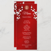 TWEETALIGE Rode Kersenbloesem Chinese bruiloft Menu (Voorkant / Achterkant)