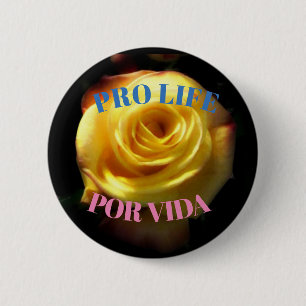 Tweetalige roos voor levenslange termijn ronde button 5,7 cm