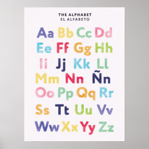 Tweetalige Spaanse alfabetposter voor kinderen Poster