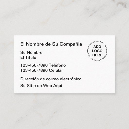 Tweetalige Spaanse Logo Visitekaartjes (Achterkant)