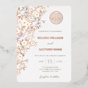 TWEETALIGE Stoffige Roze Rose Goud Chinese Bruilof Folie Uitnodiging