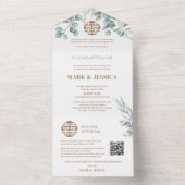 Tweetalige Vietnamese eucalyptus traditioneel All In One Uitnodiging (Binnen)