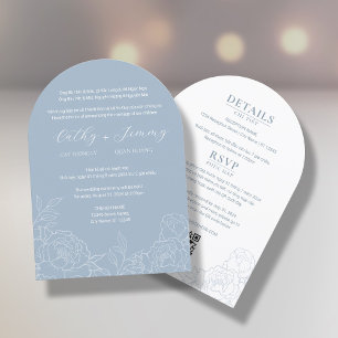 Tweetalige Vietnamese pioen Dusty Blue Arch Kaart