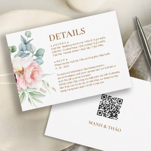 Tweetalige Vietnamese Pioen Huwelijksdetails Kaart