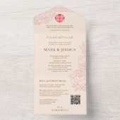 Tweetalige Vietnamese pioenen Traditioneel All In One Uitnodiging (Binnen)