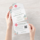 Tweetalige Vietnamese pioenen Traditioneel All In One Uitnodiging (Afscheurbaar)