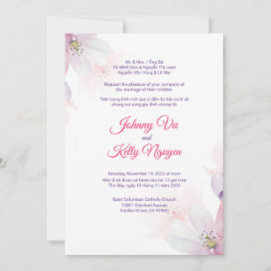 Tweetalige Vietnamese uitnodiging Cherry Blossom