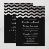 Tweetalige zilveren nacht Chevron bruiloft uitnodi Kaart (Voorkant / Achterkant)
