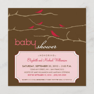 Tweetez !Tweetez ! Invitation Baby shower (rose)