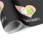 Tweethearts Grappige Tortelduifjes Pun Dark BG Cadeaupapier (Rol Hoek)