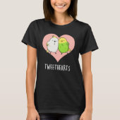 Tweethearts Grappige Tortelduifjes Pun Dark BG T-shirt (Voorkant)