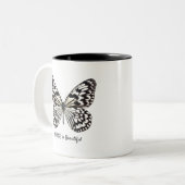 Tweetone Mok zwarte en witte vlinder (Voorkant links)