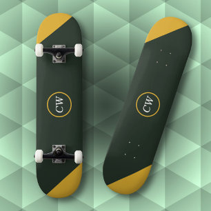 Tweetonige Goud & Bos Groen Monogram Skateboard