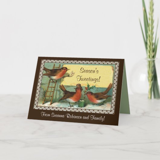 Tweets de la saison Trois Robins Carte de fin de a (Devant)