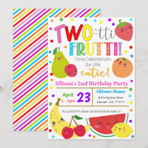 Tweetti Frutti Party Birthday Uitnodiging