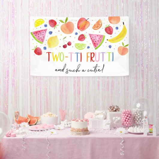 Tweetti Frutti zo'n Cutie Tweede verjaardag Spandoek (Feest)