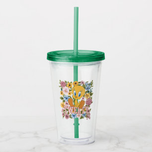 TWEETY™ Bloemrijke Borduurwerk Grafiek Acryl Drinkbeker