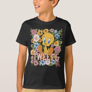 TWEETY™ Bloemrijke Borduurwerk Grafiek T-shirt