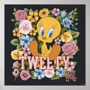 TWEETY™ Bloemrijke Borduurwerk Grafische Poster