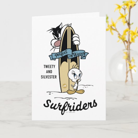 TWEETY™- en SYLVESTER™-surfriezen Kaart (Gele Bloem)