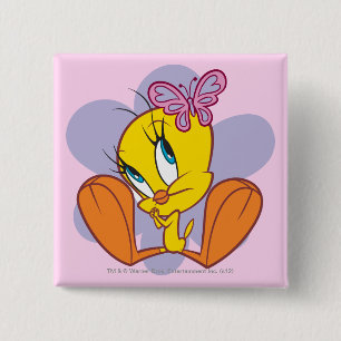 TWEETY™ en Vlinder Vierkante Button 5,1 Cm