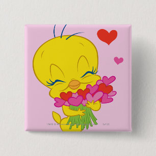 TWEETY™ Hartjes Vierkante Button 5,1 Cm