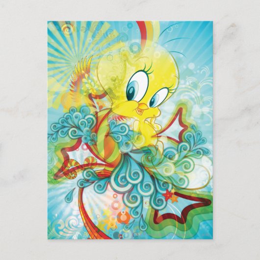 TWEETY™ in blauwe golf Briefkaart (Voorkant)