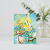 TWEETY™ in blauwe golf Briefkaart (Staand voorkant)