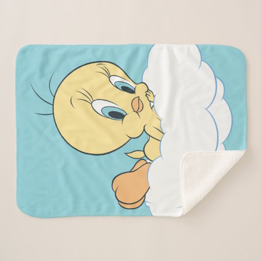 Tweety in Clouds Pose 3 Sherpa Deken (Voorkant (horizontaal))