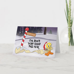 TWEETY™ met kerstlijst Feestdagen Kaart